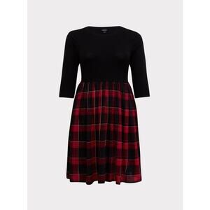 Torrid Black and Red Plaid Midi Dress